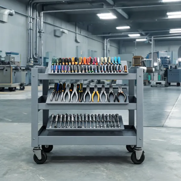MRO tool cart with screwdrivers and pliers